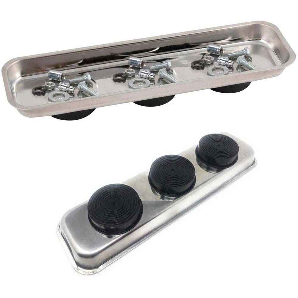Set 4pz Vassoio Vaschetta Piatto Magnetico Porta MInuteria Viti Bulloni + Ganci