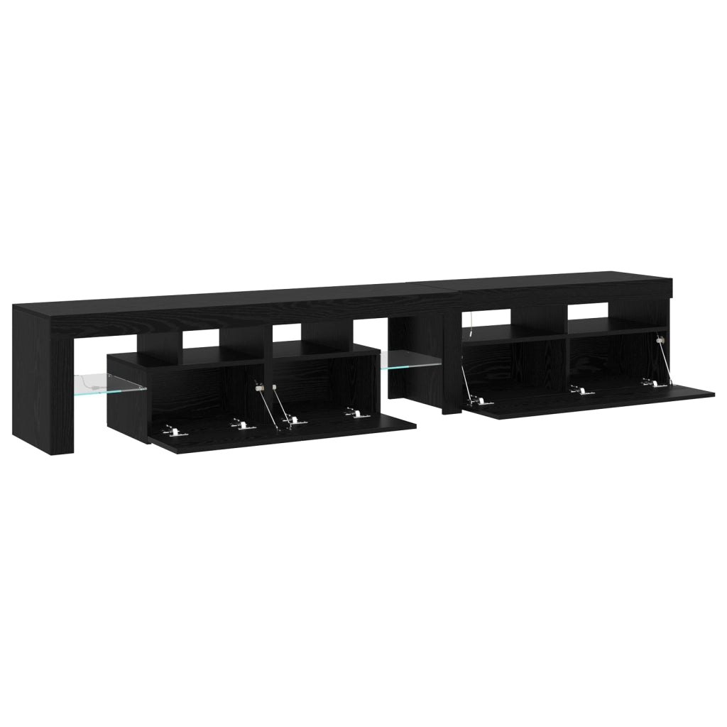Mobili TV  2 pz con luci LED Rovere Nero Legno ingegnerizzato