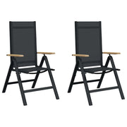 Sedie da giardino reclinabili 2 pz | Sedie da Esterno Nero 58 x 73 x 111,5 cm