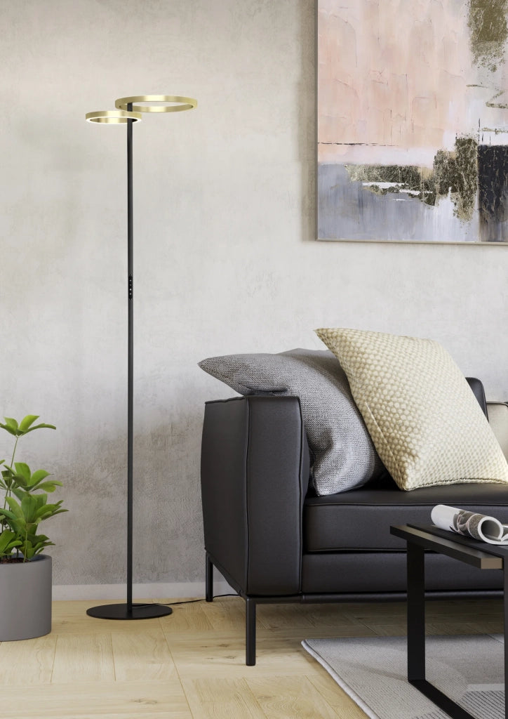 Piantana Minimal Castelpoto 1 Acciaio Ottone 2 Luci Led 28W 1850+1300Lm