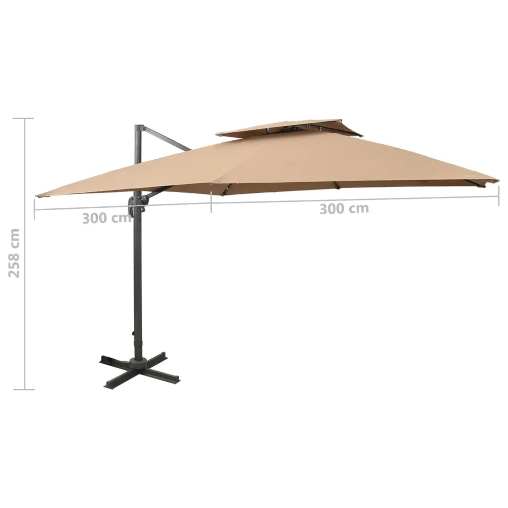 Ombrellone a Sbalzo con Doppia Copertura 300x300cm Grigio Talpa