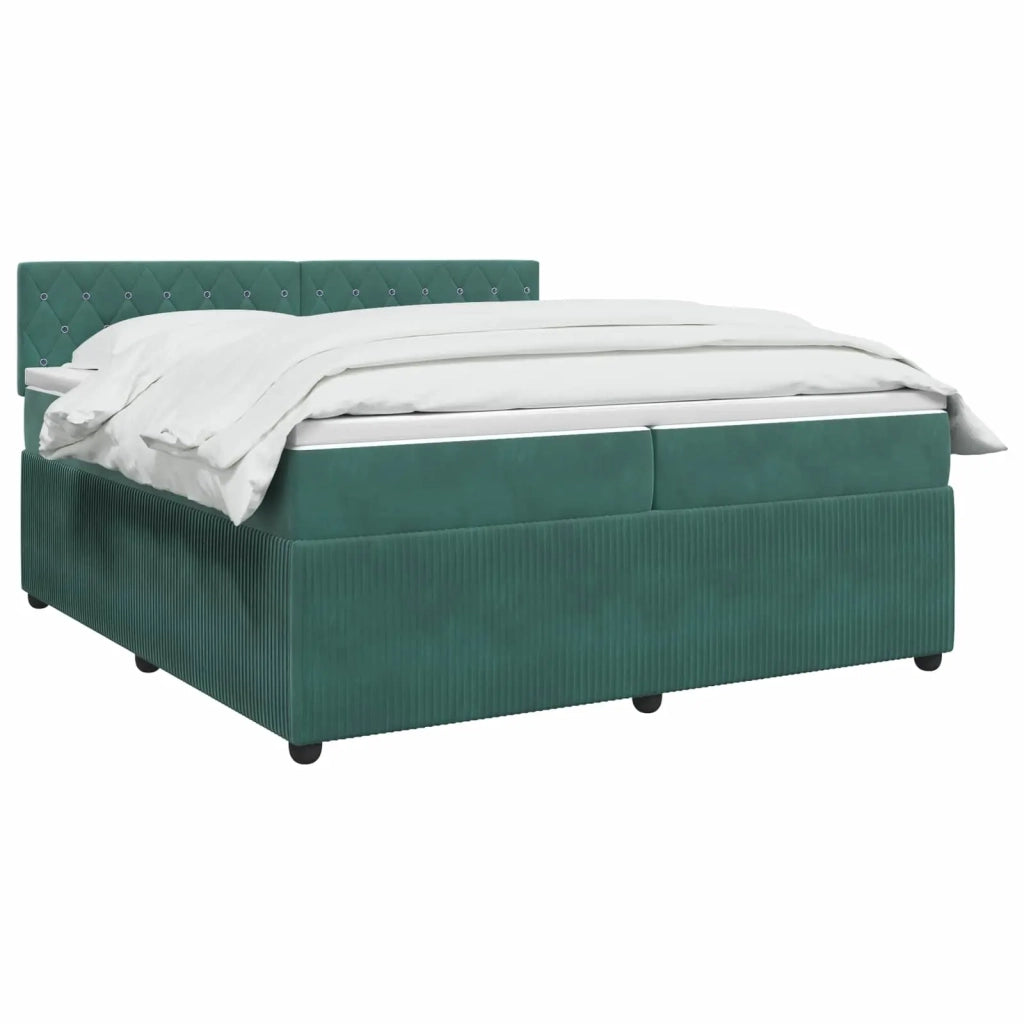 Letto box spring con materasso Verde Scuro 200 x 200 cm Velluto 3451742