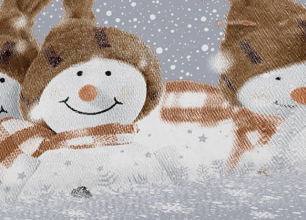 Copripiumino Sacco Piumone Pensieri Delicati Cotone Disegno Snowman - Singolo - Beige