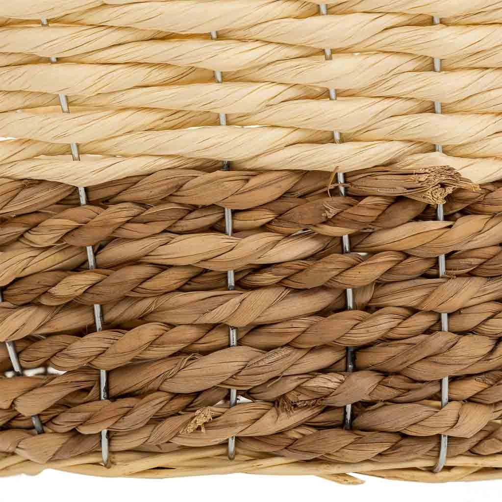 Cesto in legno, corda di carta e fibra naturale gialla 27x20x17