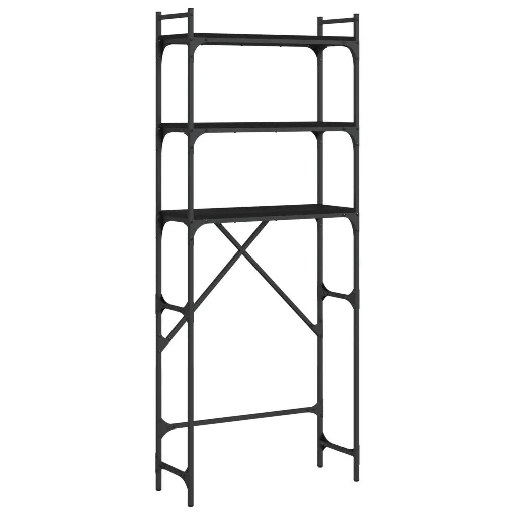 Scaffale per Lavatrice Nero 67x25x163 cm in Legno Multistrato 838983