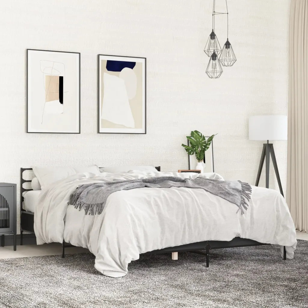 Giroletto Nero 150x200 cm in Legno Multistrato e Metallo 3280047