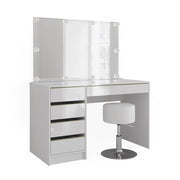 Vicco Tavolino da toilette Bianco/Oro 55 cm con illuminazione a LED e sgabello