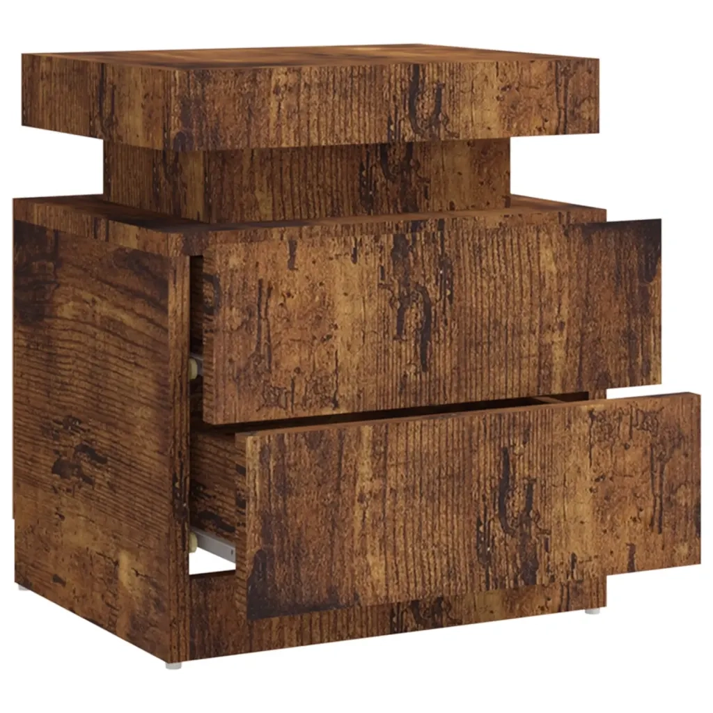 Comodino | Armadio da Notte | Mobiletto da notte Rovere Fumo 45x35x52 cm in Legno Multistrato