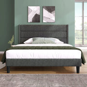 Letto per adolescenti - Xylo - 140x200 - Grigio scuro - Testiera imbottita
