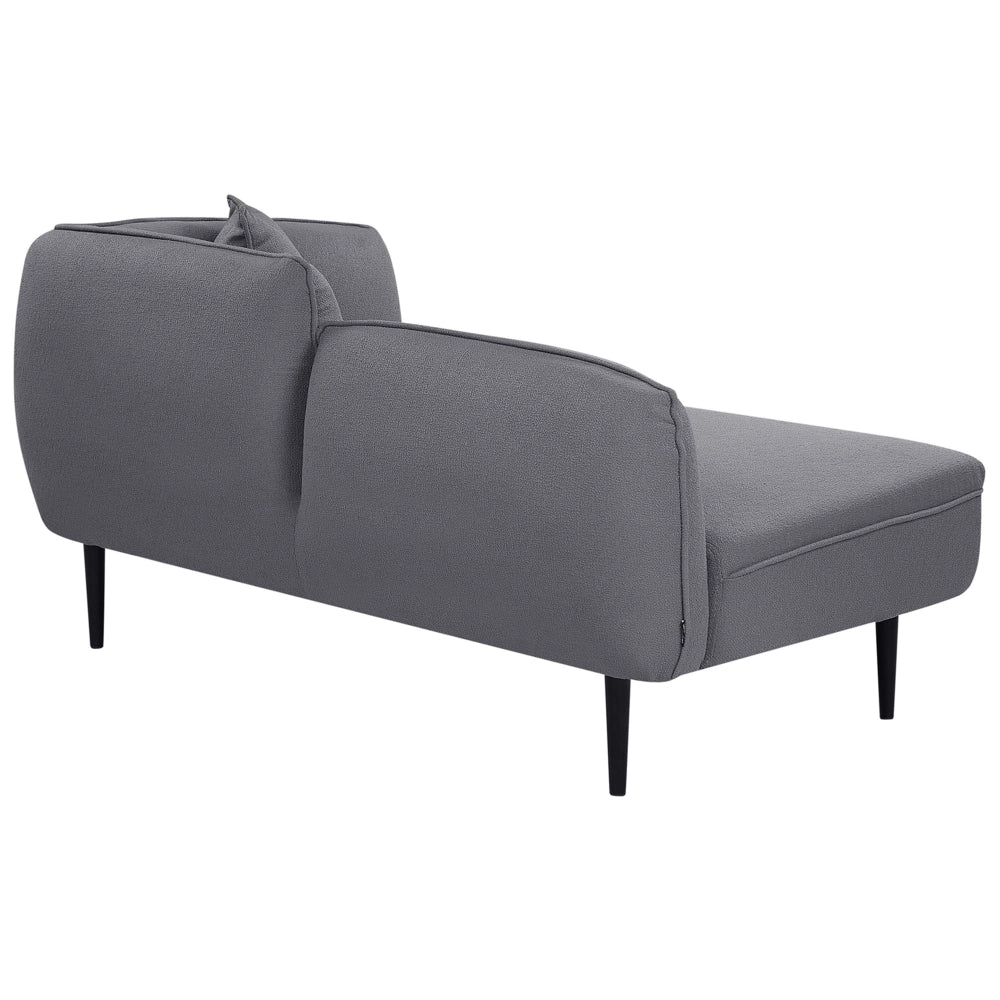 Chaise longue Destra in poliestere grigio scuro con cuscino e gambe metallo da salotto