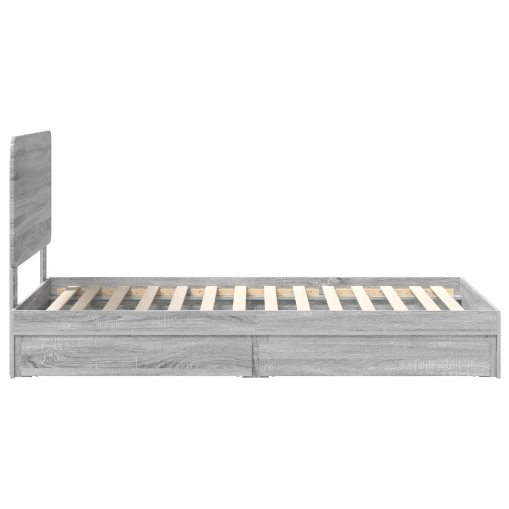 Letto con Contenitore con testiera Grigio Sonoma 75 x 190 cm