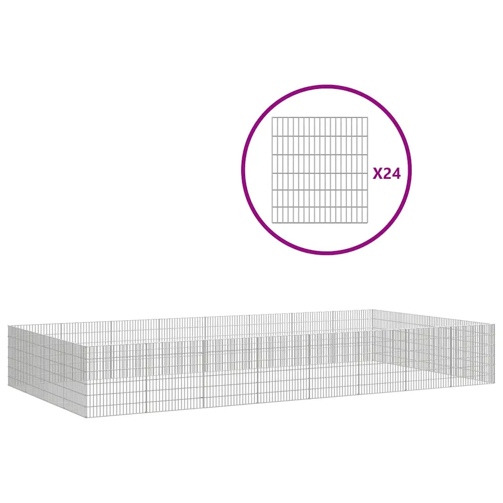 Recinto per Animali Ruspante 24 Pannelli 54x60 cm Ferro Zincato 3321345