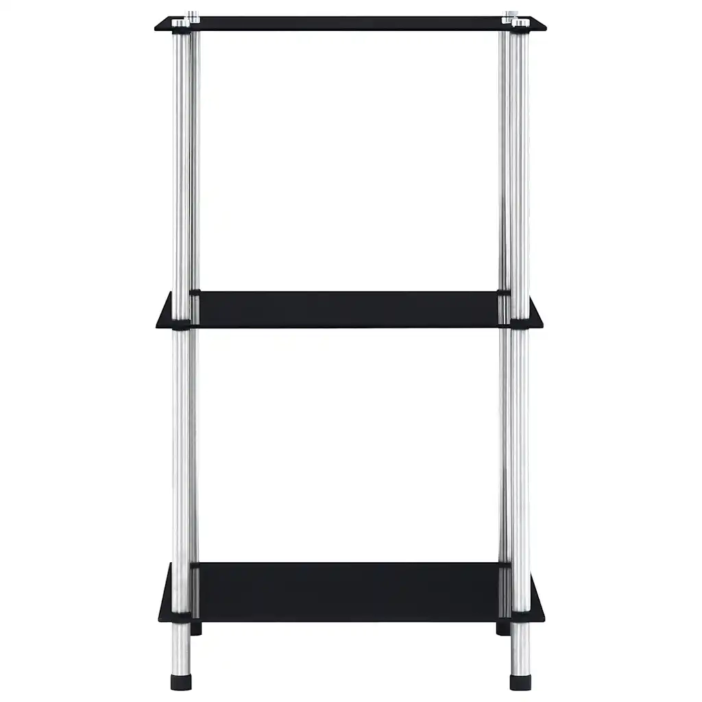 Scaffale a 3 Livelli Nero 40x40x67 cm in Vetro Temperato CFW5218649