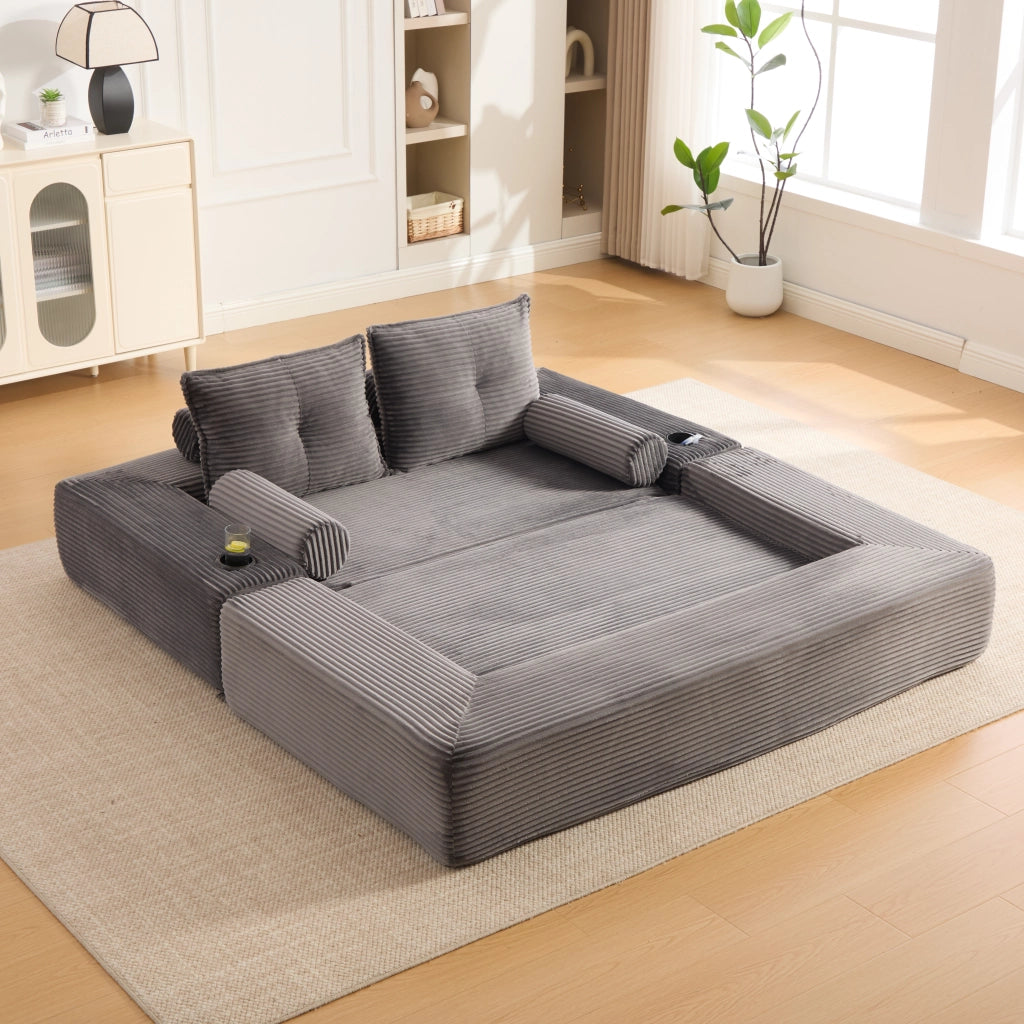 DIVANO Letto pieghevole 180x98x80 cm in corduroy Grigio scuro