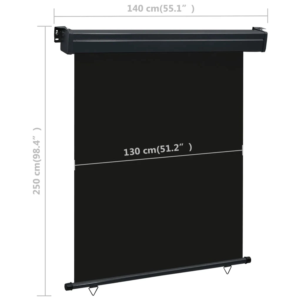 Tenda da sole laterale retrattile/schermo protettivo per patio giardino terrazza balcone 140 x 250 cm nero 02_0007015