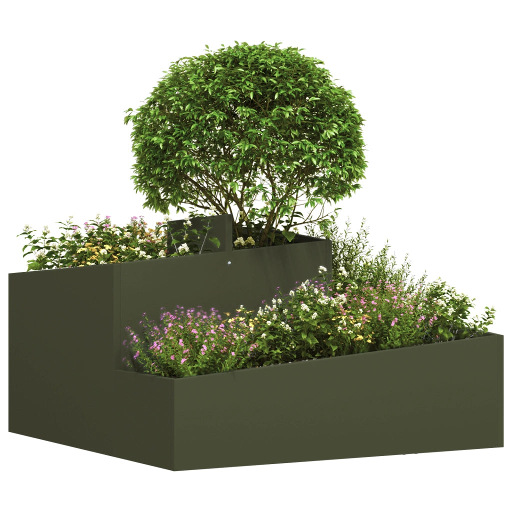 Fioriera Verde Oliva 80x80x50 cm in Acciaio laminato a freddo