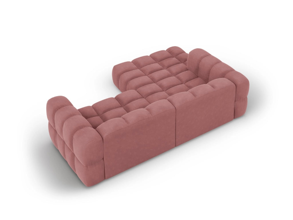 Cosmopolitan Design - Divano angolare modulare sinistro "Sky" 3 posti in velluto salmone 