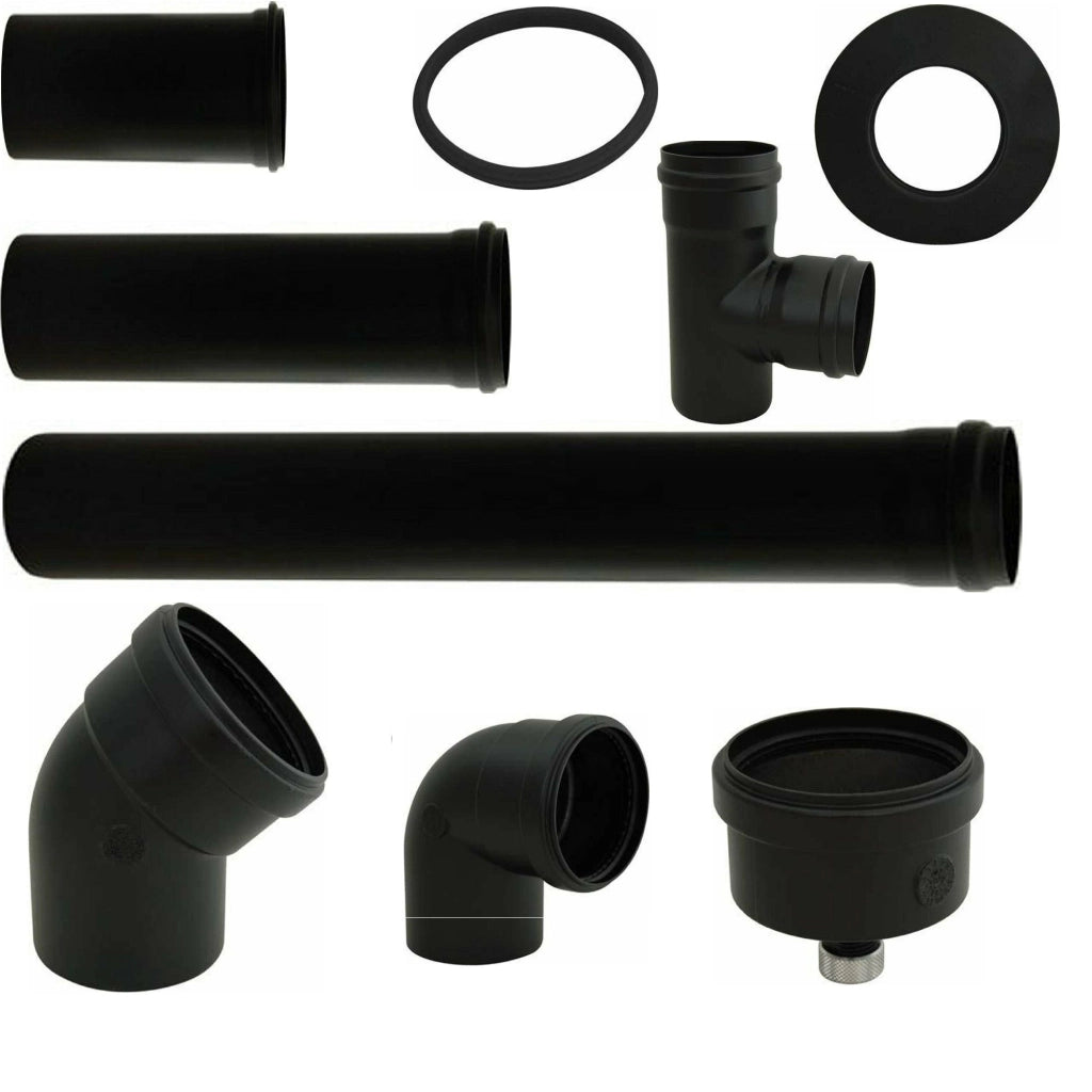 Tubi acciaio al carbonio Pellet diametro 100 mm 25 50 100 curva 45 90 T rosone TUBO 100 CM 100 MM