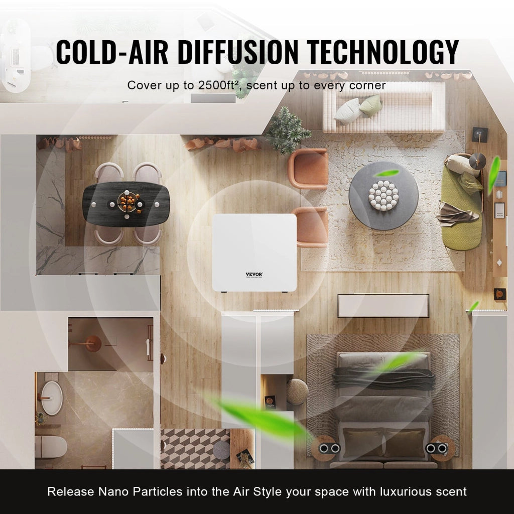 Diffusore di aromi ad aria fredda A501, diffusore oli essenziali Bluetooth 480 ml senza acqua, compatto e regolabile, per casa e ufficio