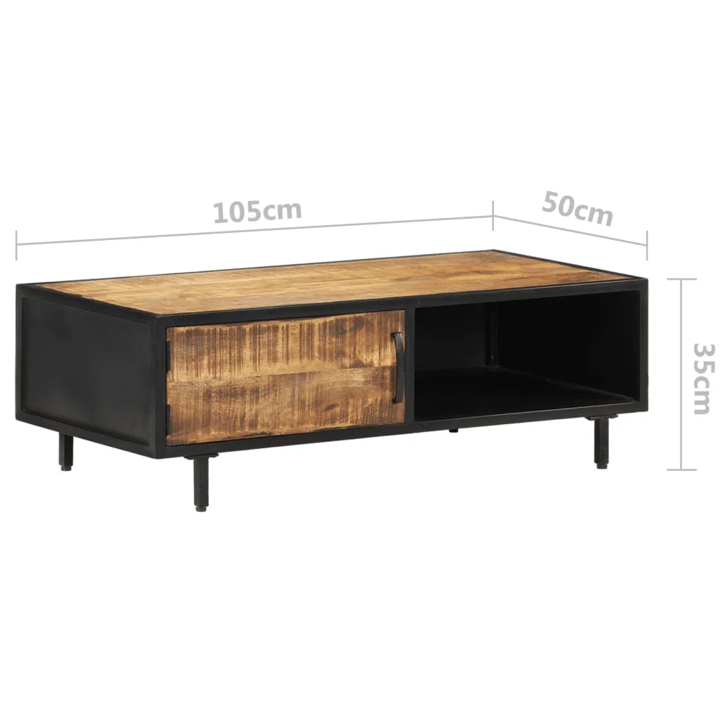 Tavolino da Salotto-Tavolino da soggiorno-Tavolo 105x50x35 cm in Legno di Mango Grezzo