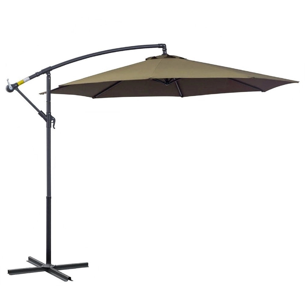 Trade Shop - Ombrellone Decentrato Inclinabile 3mt Con Base A Croce Manovella Da Esterno Giardino -