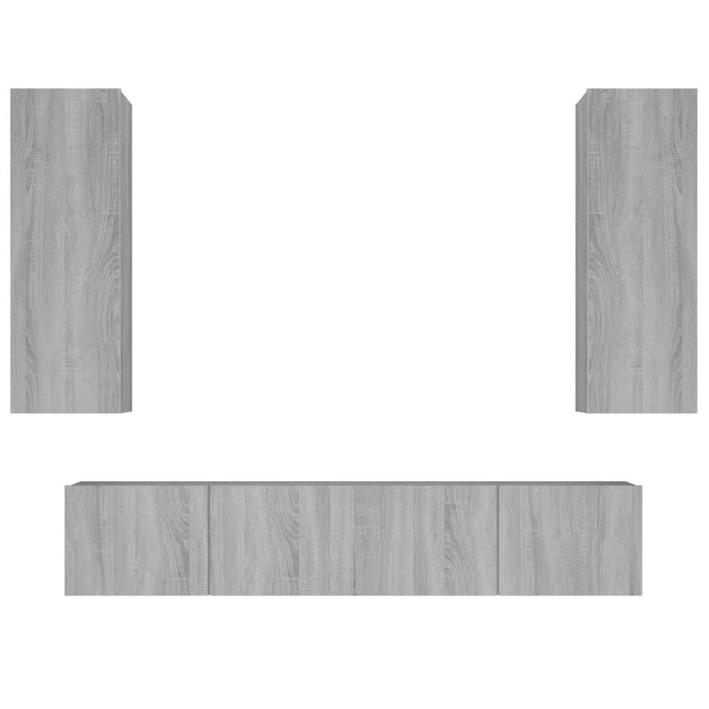 Set di Mobili Porta TV 4 pz Grigio Sonoma in Legno Multistrato 3114204