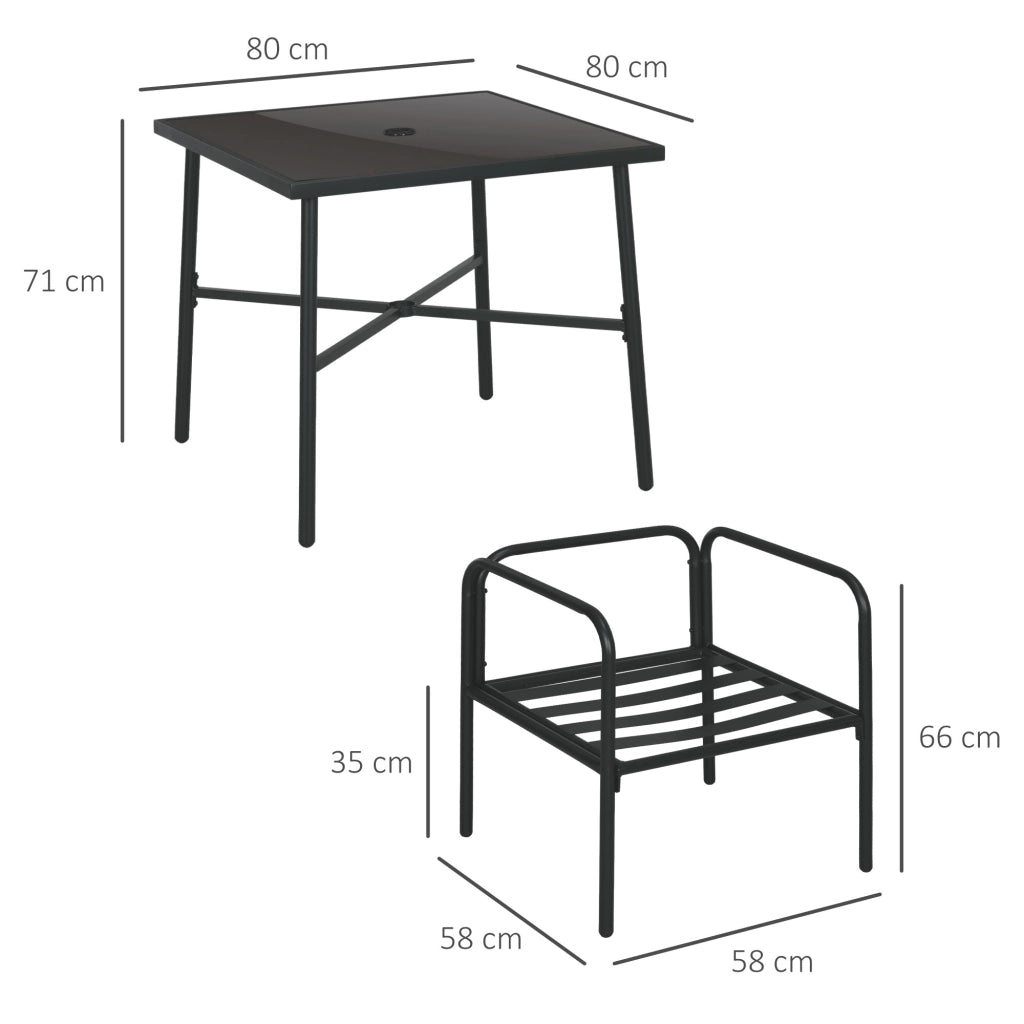 Set Giardino Tavolo Quadrato e 4 Sedie ¨C zephmum ¨C 5 Pezzi con 4 Cuscini