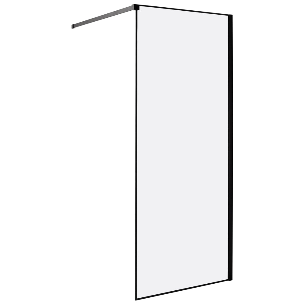 Schermo doccia nero in vetro temperato con cornice in acciaio inox Wet Room Bagno senza porte 80 x 190 cm