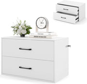 Cassettiera Portaoggetti con 2 Cassetti per Camera da Letto, Mobile in Legno con Kit Anti-Ribaltamento, 4 Tasselli, 60 x 34 x 38 cm, Bianco