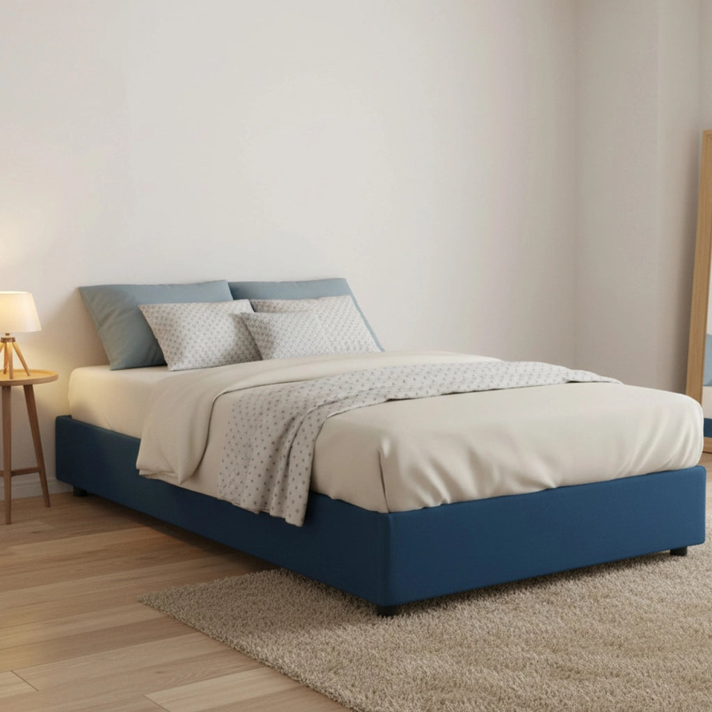 Ariba, Letto Piazza e Mezza Sfoderabile Made in Italy, blu