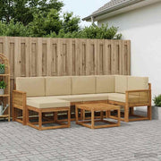 Set di divani da esterno 7 pz Naturale e Beige 3385379
