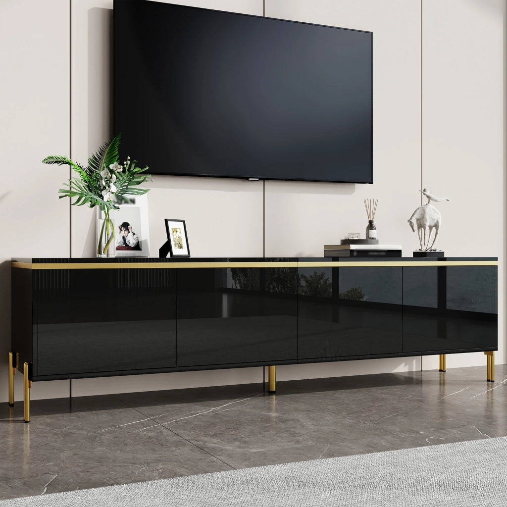 Cassettiera per TV nera in truciolare; lunghezza 170 cm