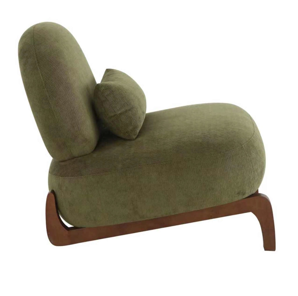 Poltrona senza braccioli dal design moderno in velluto con gambe in legno