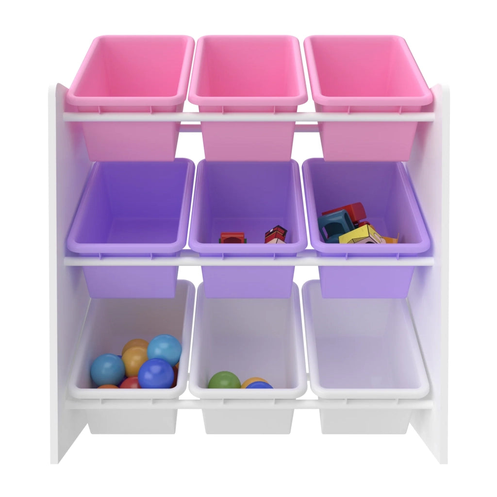 Scaffale portaoggetti per bambini Muxía con 9 scomparti aperti bianco/viola/rosa 03_0006988