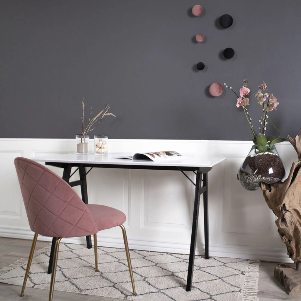 Set di 2 Sedie Geneve, Rosa, Velluto, 56x51x76 cm