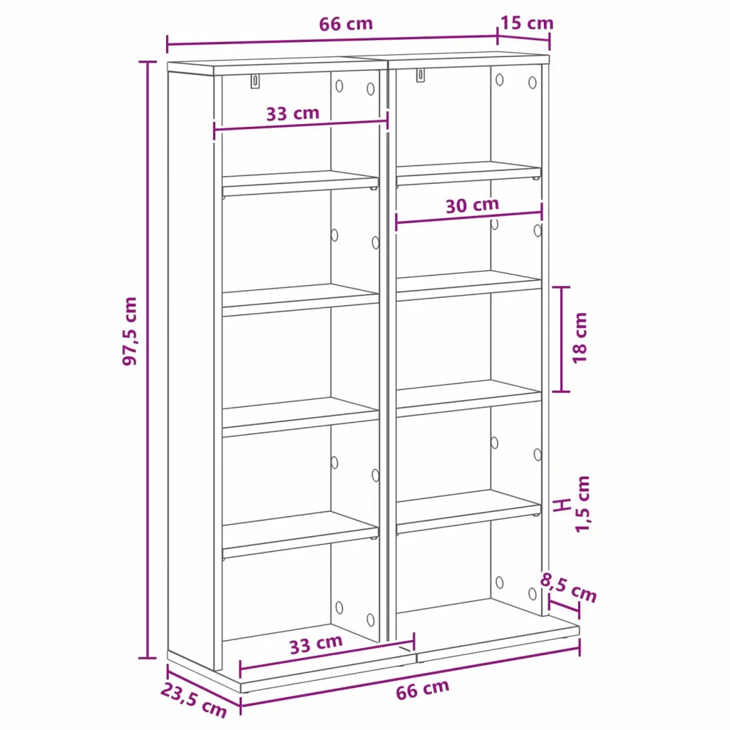 Mobile per CD 2 pz Bianco 33 x 23,5 x 97,5 cm 8012691
