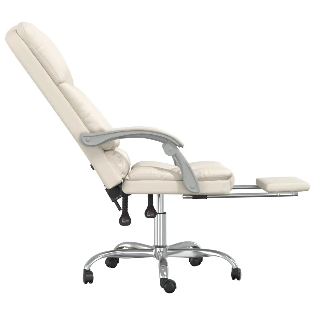 vidaXL Poltrona da Ufficio Massaggiante Reclinabile Crema Similpelle