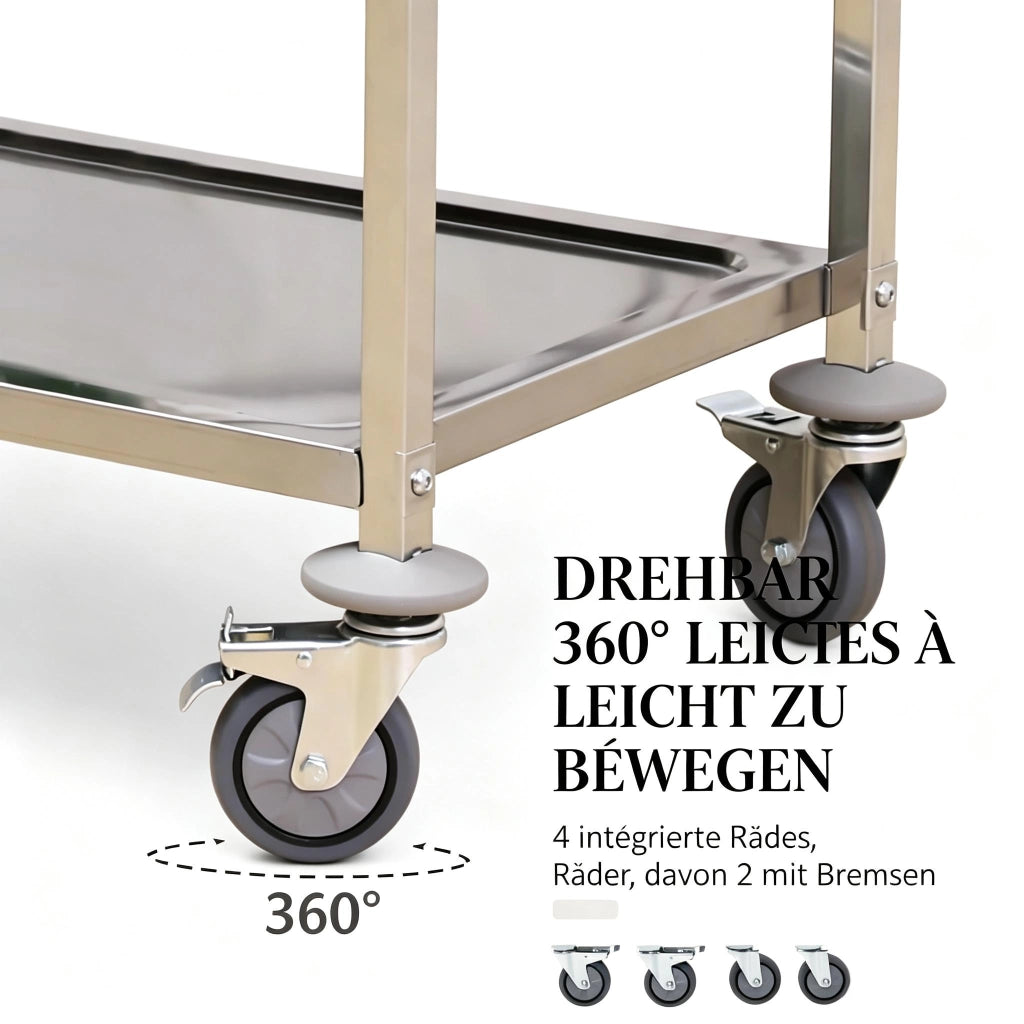 CARRELLO di servizio a 3 ripiani 90,5x50,5x88,2 cm in acciaio inox cromato