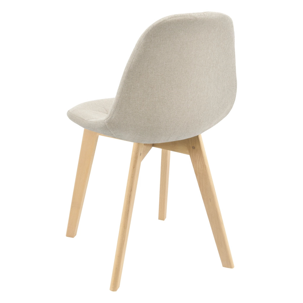 Set di 6 Sedie Imbottite per Sala di Pranzo/Attesa/Salotto/Studio - 6 Sedie in Stile Trapuntato - Rivestimento in Tessuto, Gambe in Legno di Faggio - Beige