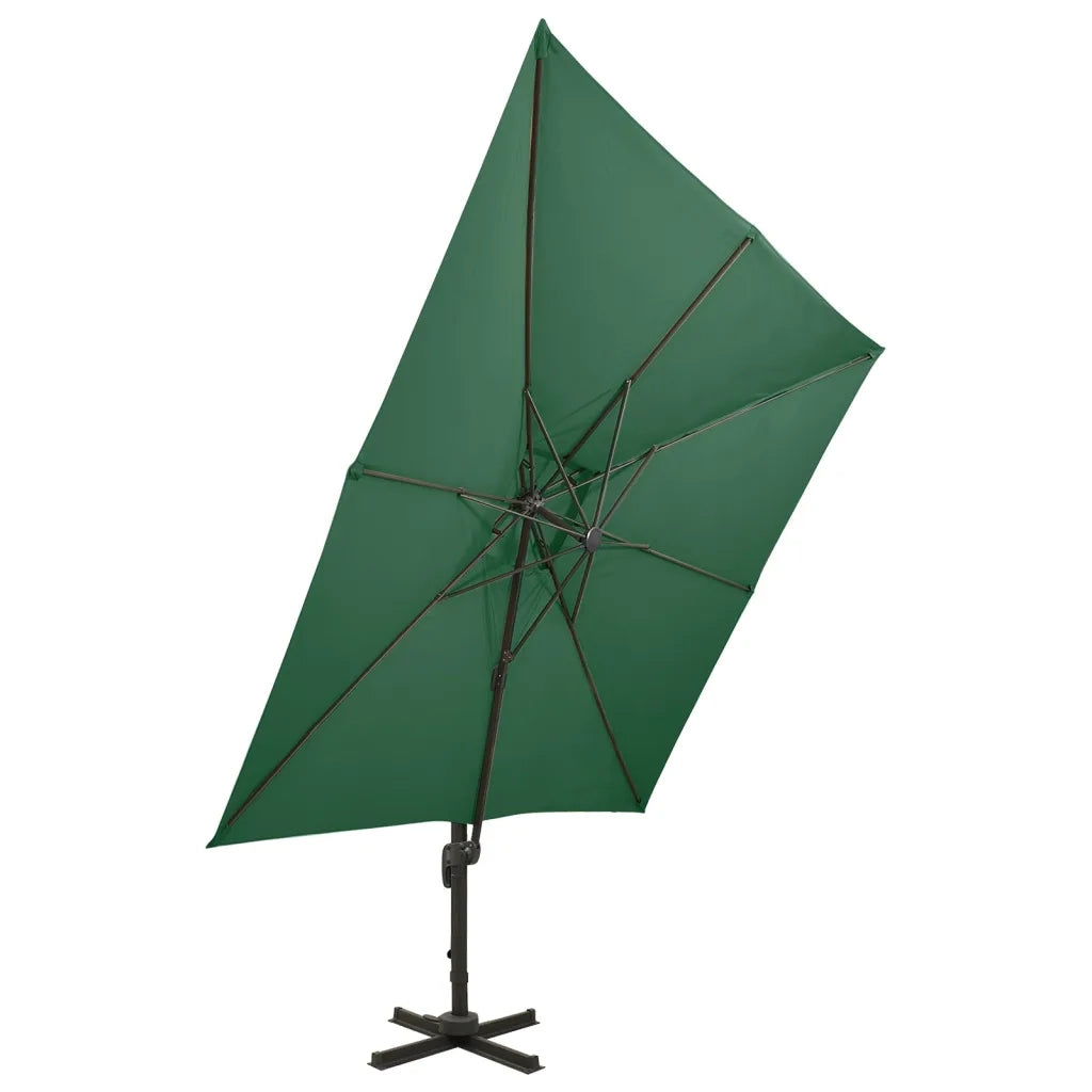 Ombrellone a Sbalzo con Doppia Copertura-Ombrello da giardino 300x300 cm Verde