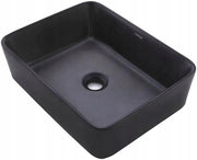 LAVABO DA APPOGGIO IN CERAMICA OPACA NERA DA POSIZIONARE SU PIANO DI LAVORO RETTANGOLARE
