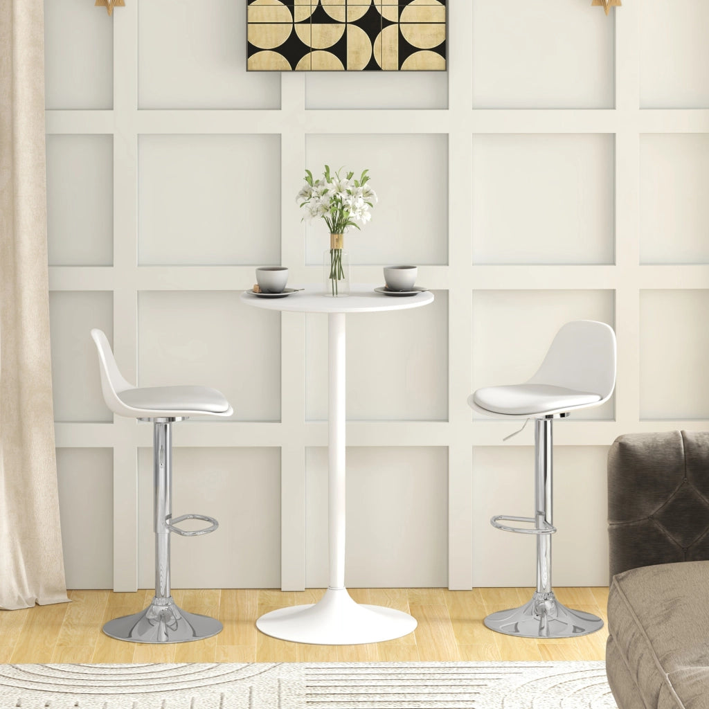 Set di 2 sgabelli da bar 42x38x82-104 cm regolabili in altezza in pelle sintetica bianco