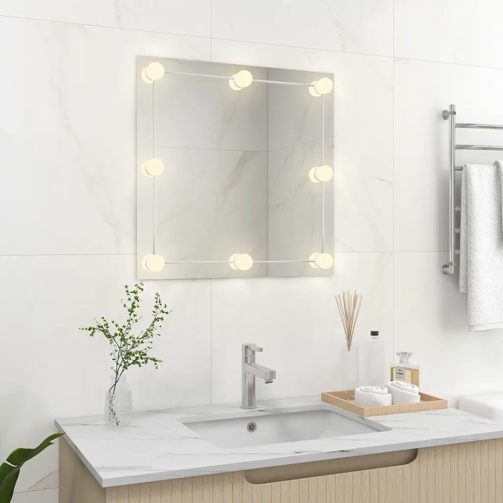 Specchio da Parete Quadrato con Luci LED-Specchio a Muro-Specchio Decorativo in Vetro 640786