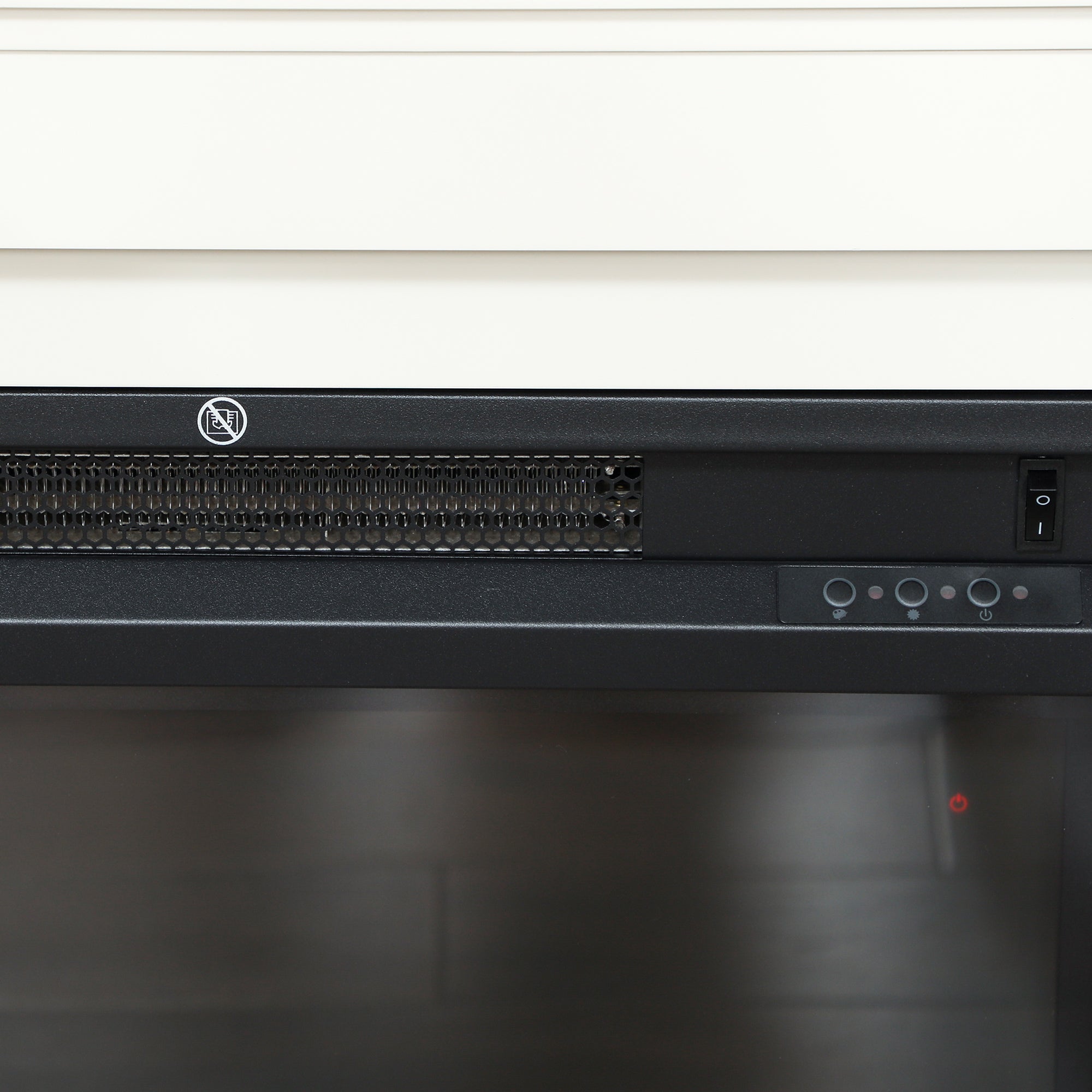 Camino Elettrico da Pavimento 98x25x80 cm con Fiamma a 12 Colori e 5 Luminosità Telecomando e Timer Bianco e Nero