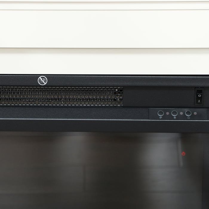 Camino Elettrico da Pavimento 98x25x80 cm con Fiamma a 12 Colori e 5 Luminosità Telecomando e Timer Bianco e Nero