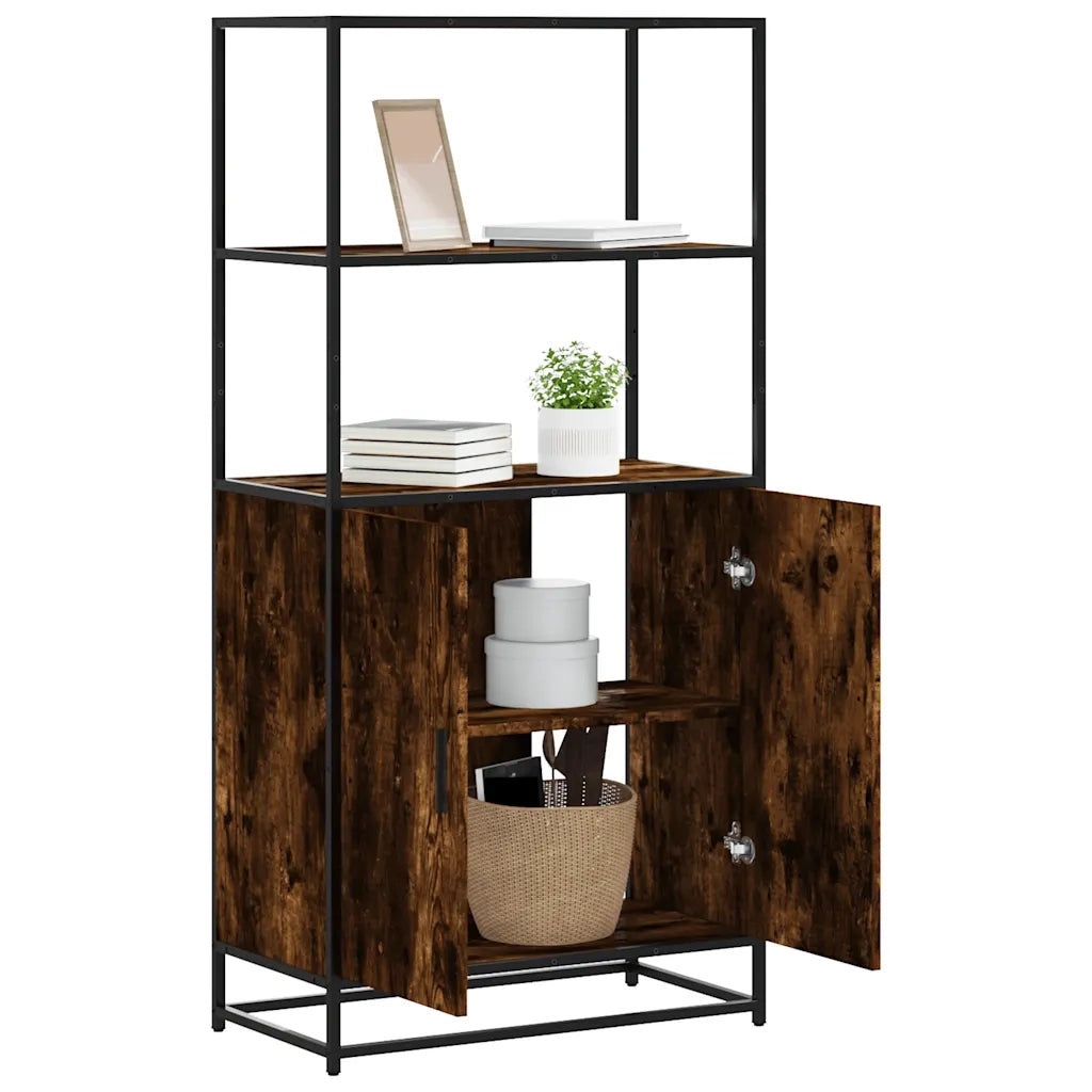 Credenza Rovere Fumo 68x35x139 cm Legno Multistrato Metallo 849051