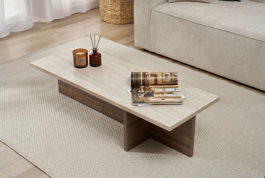 Tavolino in legno "Harbor" - 120 x 45 x 30 cm - Travertino