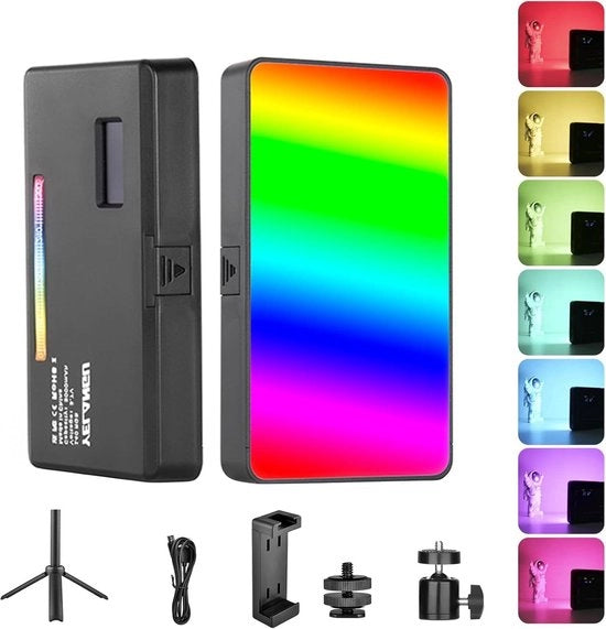 Fotolampo RGB con stativo LED per illuminazione video, regolabile 2500K-9000K, illuminazione per riprese video TikTok, YouTube, vlog