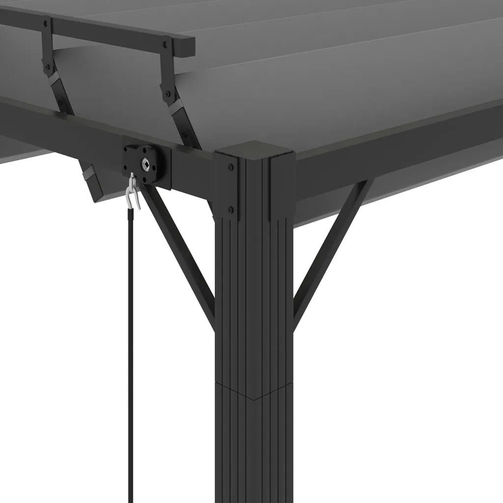 Gazebo con Tetto a Lamelle 3x4 m in Tessuto Antracite/Alluminio