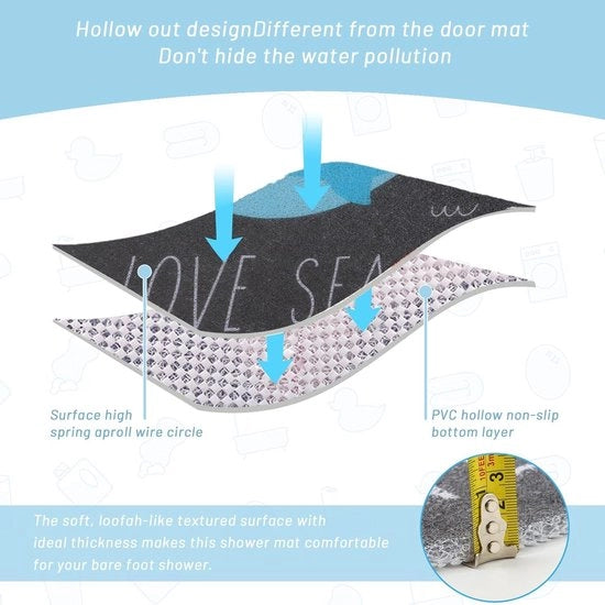Pavimento antiscivolo in loofah, resistente alla muffa, 60 x 60 cm, lavabile - Per uso interno ed esterno nella zona bagno